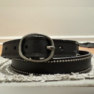 LOFT Black Leather Belt with Silver Studs and Buckle